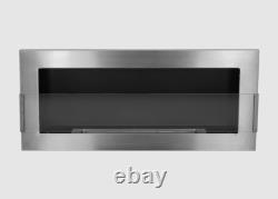 Hanging bio fireplace with glass 900x400 Inox