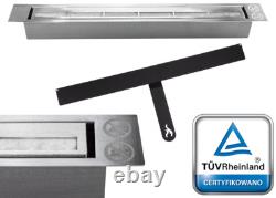 Hanging bio fireplace with glass 900x400 Inox
