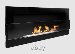 Hanging bio fireplace with glass 900x400 black gloss