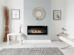 Hanging bio fireplace with glass 900x400 black gloss