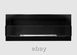 Hanging bio fireplace with glass 900x400 black gloss
