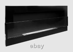Hanging bio fireplace with glass 900x400 black gloss