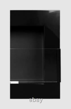 Hanging bio fireplace with glass 900x400 black gloss