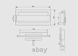 Hanging bio fireplace with glass 900x400 black gloss