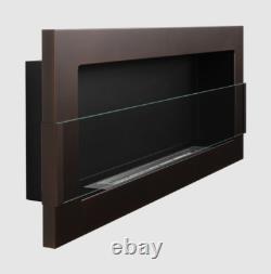 Hanging bio fireplace with glass 900x400 brown