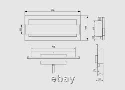 Hanging bio fireplace with glass 900x400 brown
