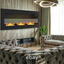 Home Wall/Inset Bio Ethanol Fireplace 3 Burner Glass Biofire Fire 120x40cm Black