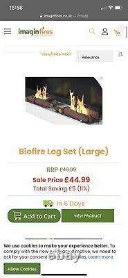 Imagine Fires, Biofuel Pembroke Fire With Ceramic Log Set Rrp £750 Hardly Used