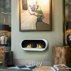 Imaginfires Marlow Glossy Black Twin Fireplace Oval Modern Wall Bio Ethanol