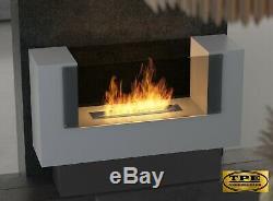 InFire Insignio White Freestanding modern 2 sided Bio-Ethanol Bio Fireplace