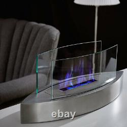 Indoor Outdoor Bio Ethanol Fireplace Tabletop Stainless Steel Glass Top Burner