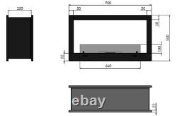 Infire 2 SIDE 900 TUV certified Inset Bio Ethanol Fireplace 90x50cm. Made in EU