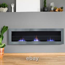 Insert/Wall Mounted Bio Ethanol Fireplace Burner Real Fire Flame Display Glass