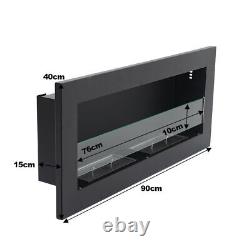 Inset/Wall Mounted Anthracite Bio Ethanol Fireplace Bio fire Fire With GLASS gr