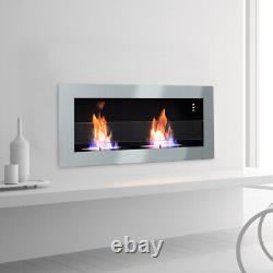 Inset/Wall Mounted Anthracite Bio Ethanol Fireplace Bio fire Fire With GLASS gr