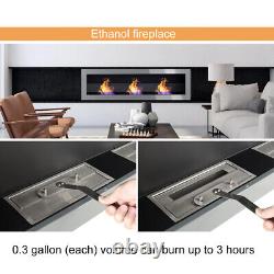 Inset/Wall Mounted Bio Ethanol Fireplace Biofire Fire 1400 x 400 With GLASS Grey