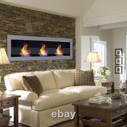 Inset/Wall Mounted Bio Ethanol Fireplace Biofire Fire 1400 x 400 With GLASS Grey