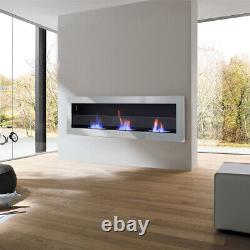 Inset/Wall Mounted Bio Ethanol Fireplace Biofire Fire 1400 x 400 With GLASS Grey