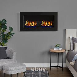 Inset/Wall Mounted Bio Ethanol Fireplace Biofire Fire 900 x 400 With Glass Panel