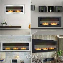 Inset/ Wall Mounted Bio Ethanol Fireplace Biofire Fire Place Glass Flame Heater