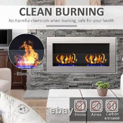 Inset/Wall Mounted Bio Ethanol Fireplace Biofire Fire with3 Burners 1200x400 GLASS