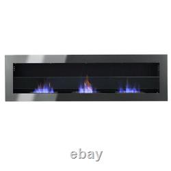 Inset/Wall Mounted Glass Bio Ethanol Fireplace Biofire Fire 90/120/140 x 40 cm