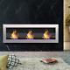 Inset/wall Mounted Led Fireplace Biofire Bio Ethanol, Electric Fire Glass Silver