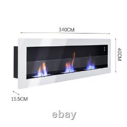 Inset/Wall Mounted LED Fireplace Biofire Bio Ethanol, Electric Fire Glass White