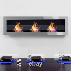 Inset/Wall Mounted LED Fireplace Biofire Bio Ethanol, Electric Fire with GLASS