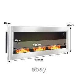 Inset/Wall Mounted LED Fireplace Biofire Bio Ethanol, Electric Fire with GLASS