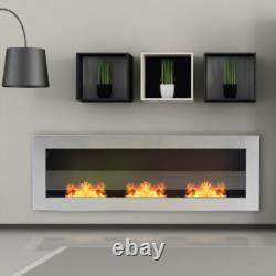 Inset/Wall Mounted LED Fireplace Biofire Bio Ethanol, Electric Fire with GLASS