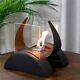 Jhy Design Square Bioethanol Fireplace With Two-side Glass 19cm Black