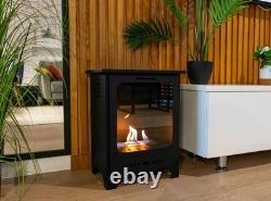 Koza Freestanding Biofireplace Black Matte with Glass, Indoor Garden Patio