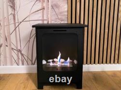 Koza Freestanding Biofireplace Black Matte with Glass, Indoor Garden Patio