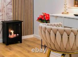 Koza Freestanding Biofireplace Black Matte with Glass, Indoor Garden Patio