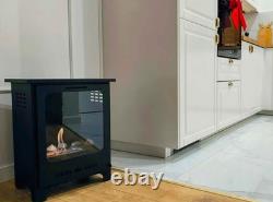 Koza Freestanding Biofireplace Black Matte with Glass, Indoor Garden Patio