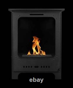 Koza Freestanding Biofireplace Black Matte with Glass, Indoor Garden Patio