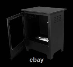 Koza Freestanding Biofireplace Black Matte with Glass, Indoor Garden Patio