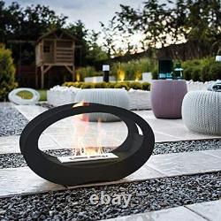 Kratki Bio Ethanol Glass & Steel Echo Outdoor Patio Heater in Black