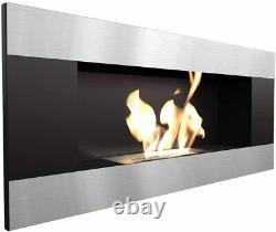 Kratki Bio Ethanol Wall Fireplace Delta 2 Black Silver Horizontal 90x40x16.2cm