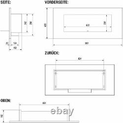 Kratki Bio Ethanol Wall Fireplace Delta 2 Black Silver Horizontal 90x40x16.2cm