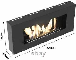 Kratki Bio Fireplace Wall Mounted, Black 90cm W x 40cm H x 12cm L