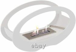 Kratki Oval Bio Ethanol Fireplace Echo Fire White 29cm H x 50cm W x 16.2cm D