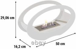 Kratki Oval Bio Ethanol Fireplace Echo Fire White 29cm H x 50cm W x 16.2cm D