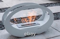 Kratki Oval Bio Ethanol Fireplace Echo Fire White 29cm H x 50cm W x 16.2cm D