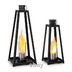 Lantern Fireplace Bio Ethanol Garden Space Heater Glass Steel Burner 0.3 L Black