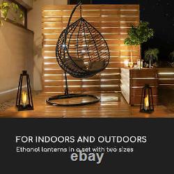 Lantern Fireplace Bio Ethanol Garden Space Heater Glass Steel Burner 0.3 L Black
