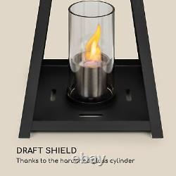 Lantern Fireplace Bio Ethanol Garden Space Heater Glass Steel Burner 0.3 L Black