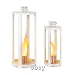 Lantern Fireplace Bio Ethanol Space Heater Glass Steel Burner Home 0.3 L White