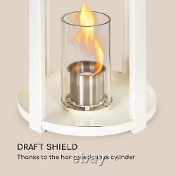 Lantern Fireplace Bio Ethanol Space Heater Glass Steel Burner Home 0.3 L White